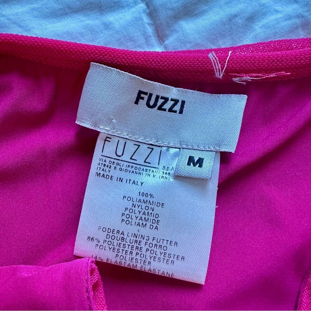 Fuzzi Raspberry Red Pink Ruched Sleeveless Dress with Keyhole Mesh - Picture 4 of 8